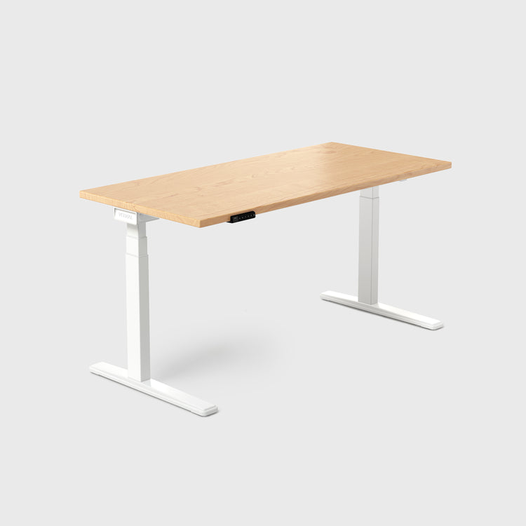 Ahornholz Vernal Core3 Massivholz Höhenverstellbarer Schreibtisch Weiß-1