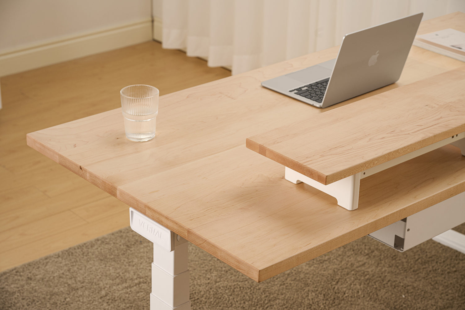 Ahornholz Vernal Core3 Massivholz Höhenverstellbarer Schreibtisch Weiß-5