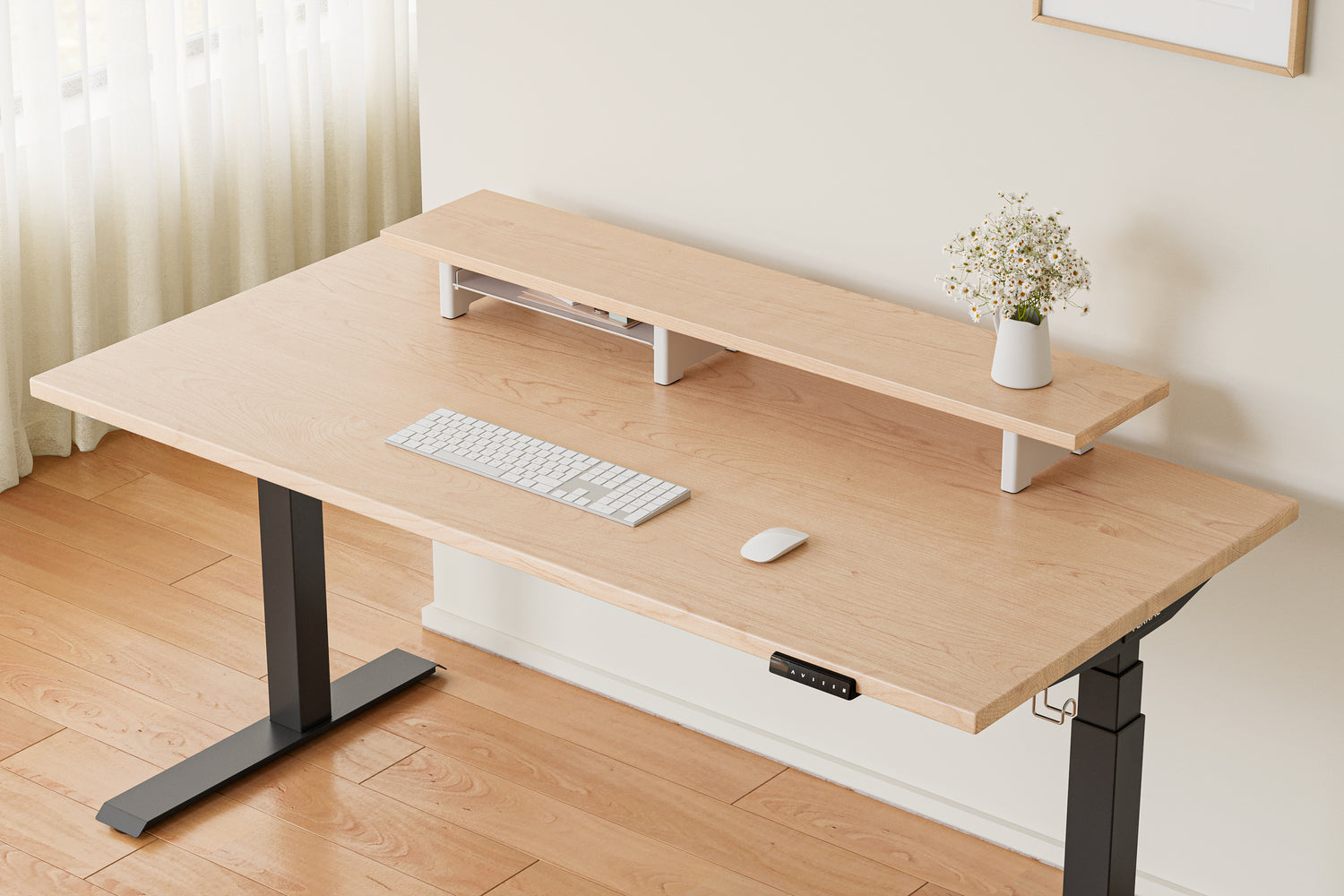 Ahornholz Vernal Massivholz Höhenverstellbarer Schreibtisch 2025  Schwarz-2
