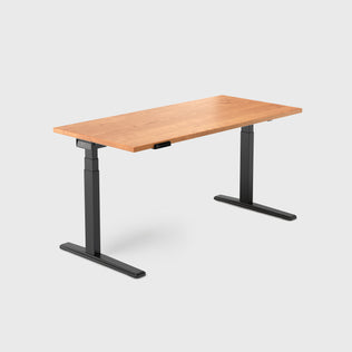 Kirschholz Vernal Core3 Massivholz Höhenverstellbarer Schreibtisch Schwarz-1