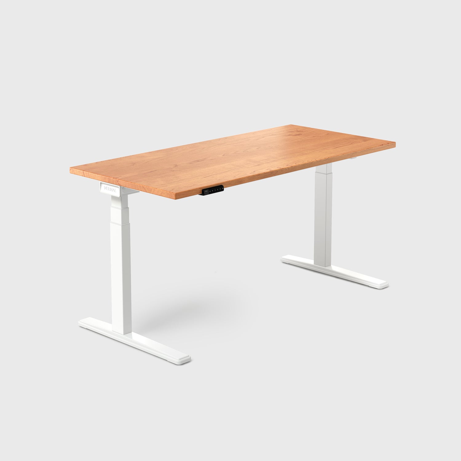 Kirschholz Vernal Core3 Massivholz Höhenverstellbarer Schreibtisch Weiß-1