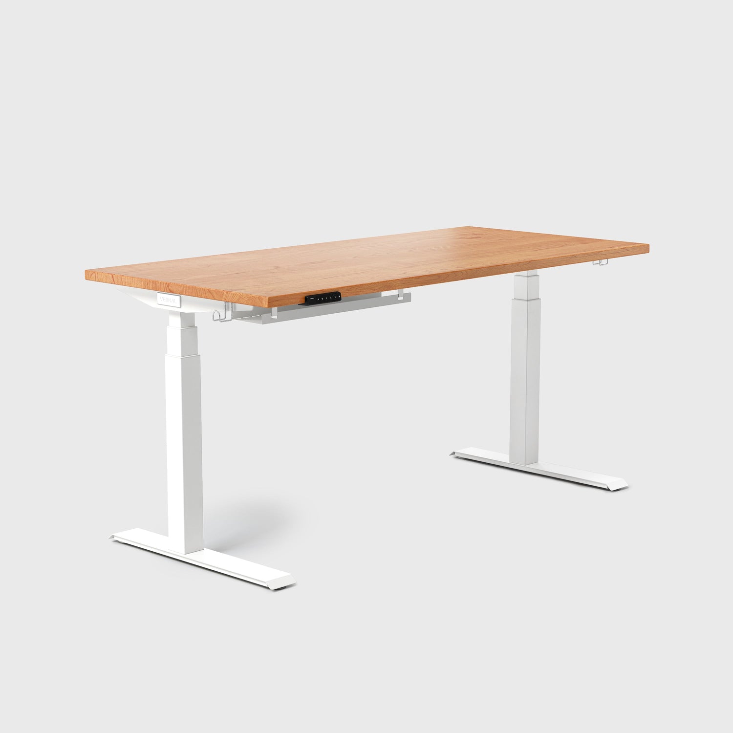 Kirschholz Vernal Massivholz Höhenverstellbarer Schreibtisch 2025 Weiß-1