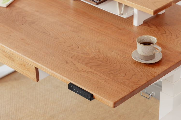 Kirschholz Vernal Massivholz Höhenverstellbarer Schreibtisch 2025 Weiß-4