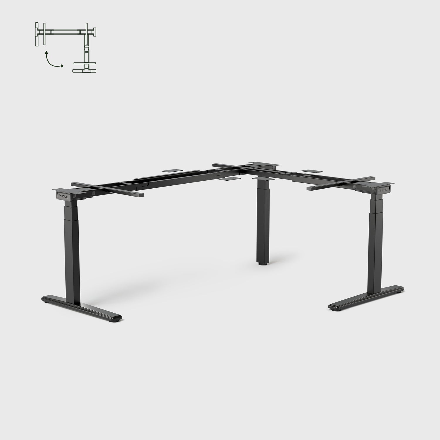 L-förmige Höhenverstellbarer Eckschreibtisch Schwarz Gestell -1