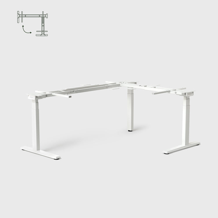 L-förmige Höhenverstellbarer Eckschreibtisch Weiß Gestell-1