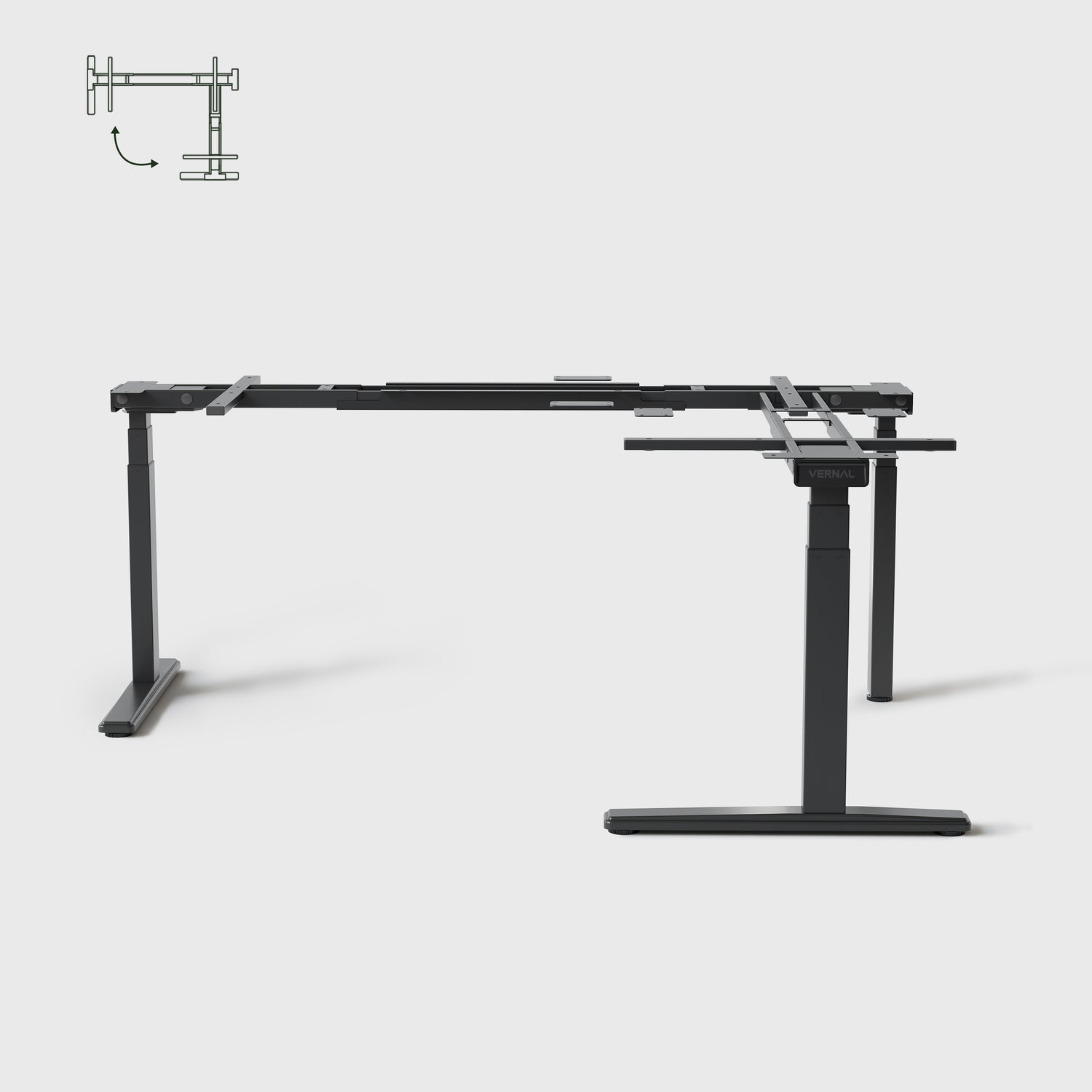 L-förmige Höhenverstellbarer Eckschreibtisch Schwarz Gestell 