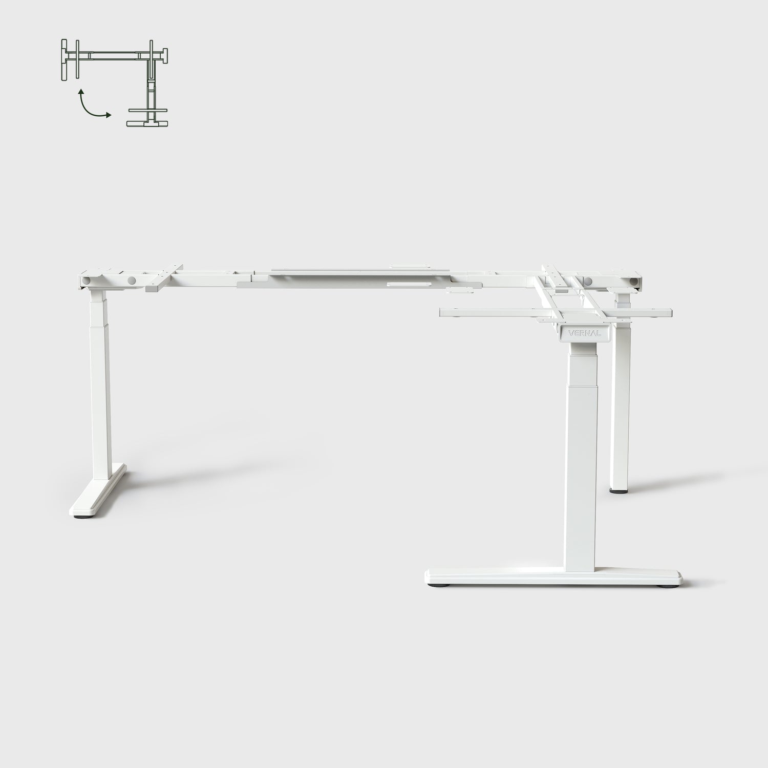 L-förmige Höhenverstellbarer Eckschreibtisch Weiß Gestell-3