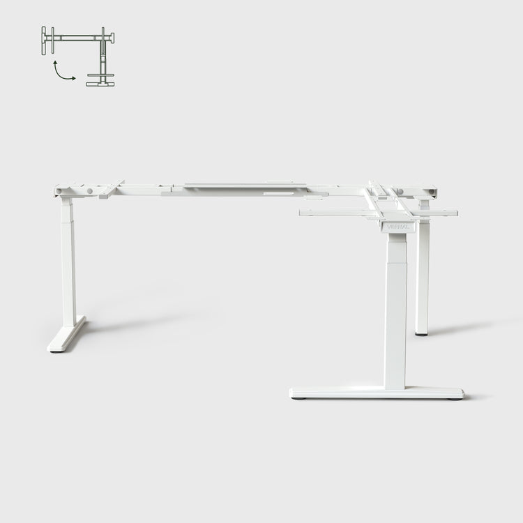 L-förmige Höhenverstellbarer Eckschreibtisch Weiß Gestell-3