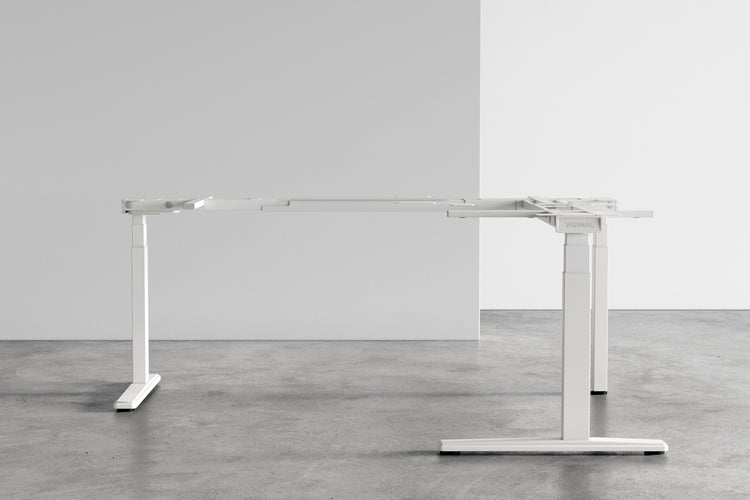 L-förmige Höhenverstellbarer Eckschreibtisch Weiß Gestell-2