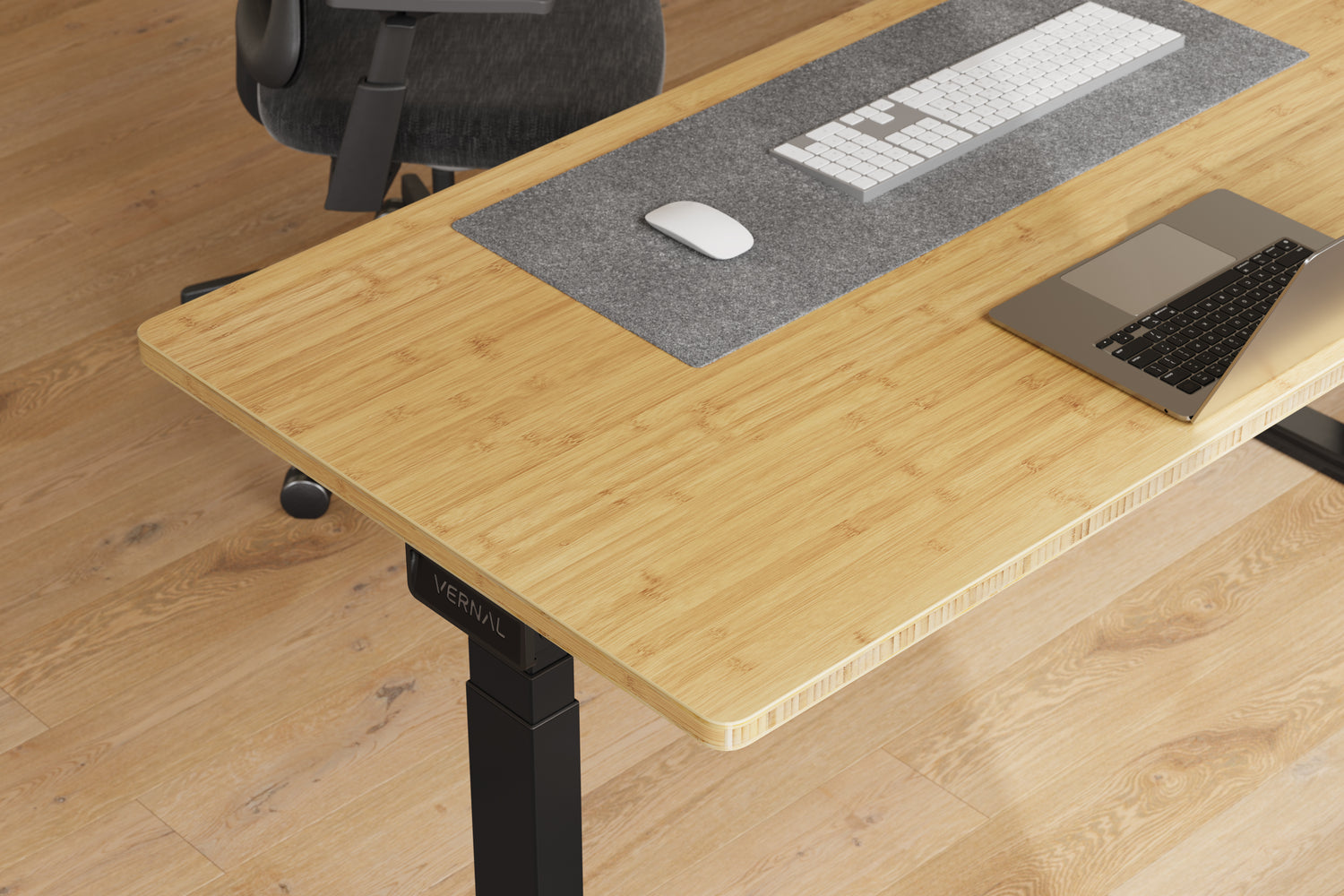 Natur_Bambus höhenverstellbarer Schreibtisch Schwarz Gestell-4