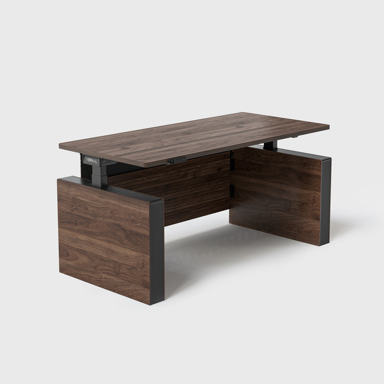 Walnussbaum Vernal Höhenverstellbarer Chefschreibtisch一型 Mit Paneel-1