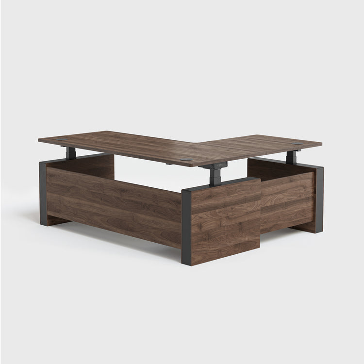 Walnussbaum Vernal L-förmiger Höhenverstellbarer Chefschreibtisch Links Ohne Paneel-2