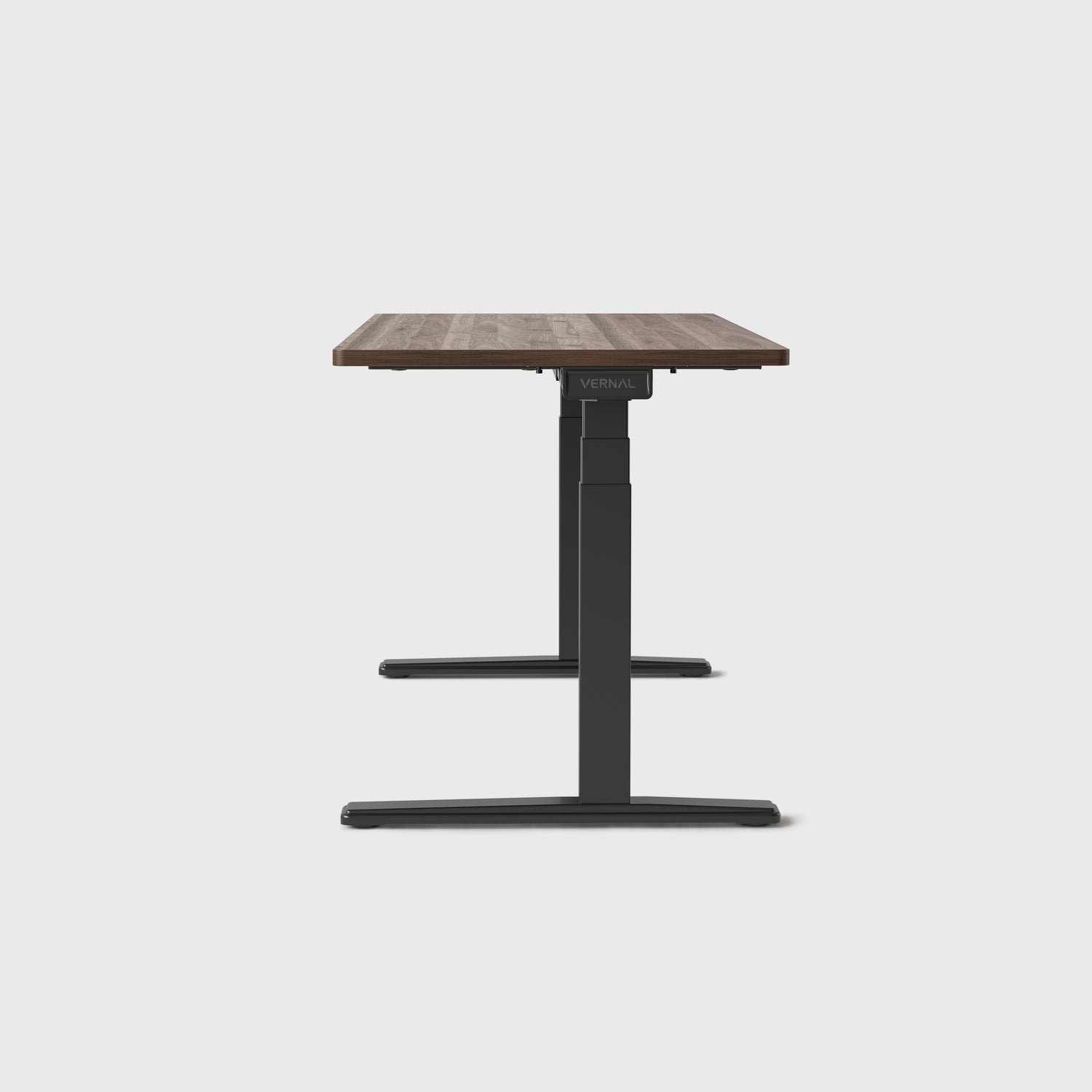 Walnussholz höhenverstellbarer Schreibtisch Schwarz Gestell-3
