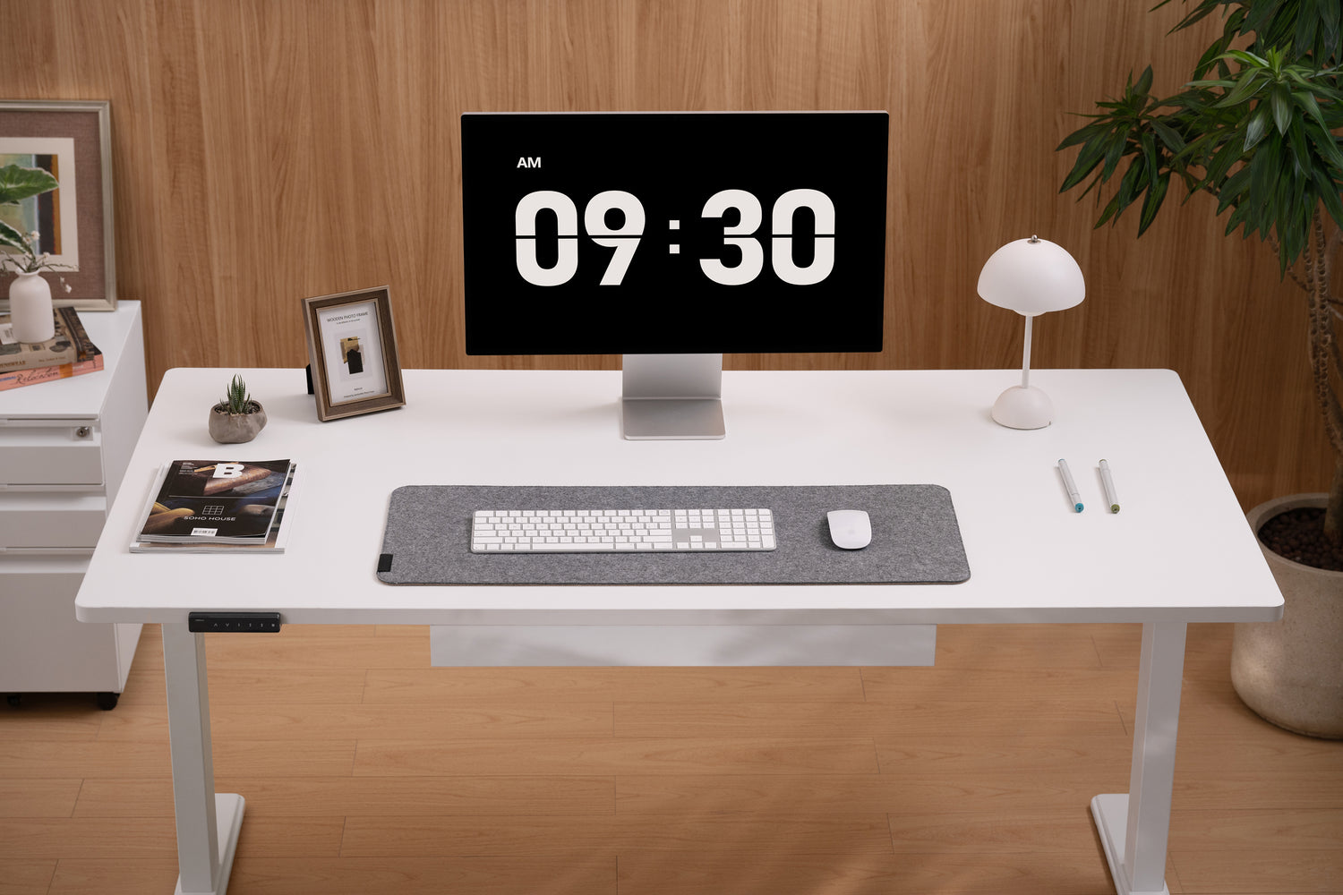 Weiß höhenverstellbarer Schreibtisch Weiß Gestell-3