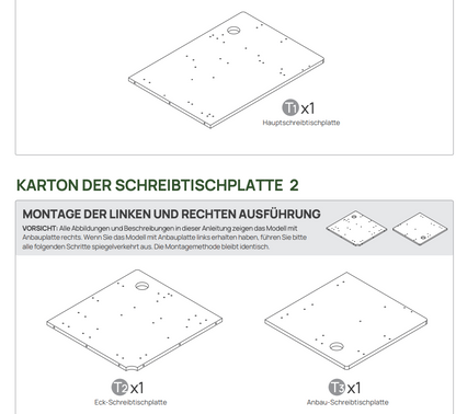 V0.7 L Schreibtischplatte – Walnuss – 180 × 150 × 2,5 cm – Links