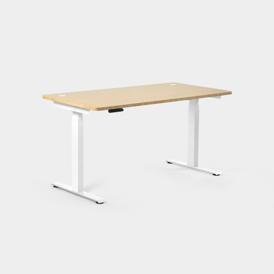 Höhenverstellbarer Schreibtisch-Natürlicher Bambus/Weiß