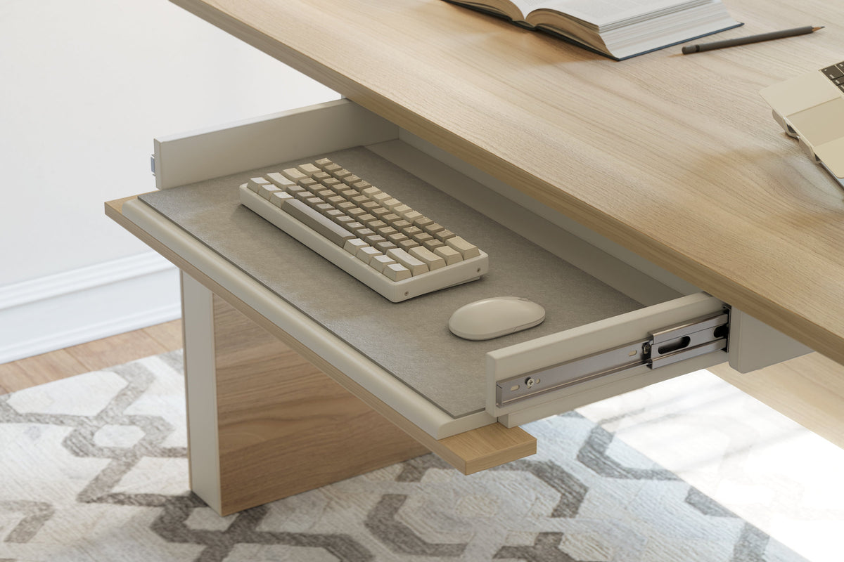 COSTWAY Schreibtisch mit Tastaturablage, Schublade und verstellbarem COSTWAY Schreibtisch mit Tastaturablage, Schublade und verstellbarem